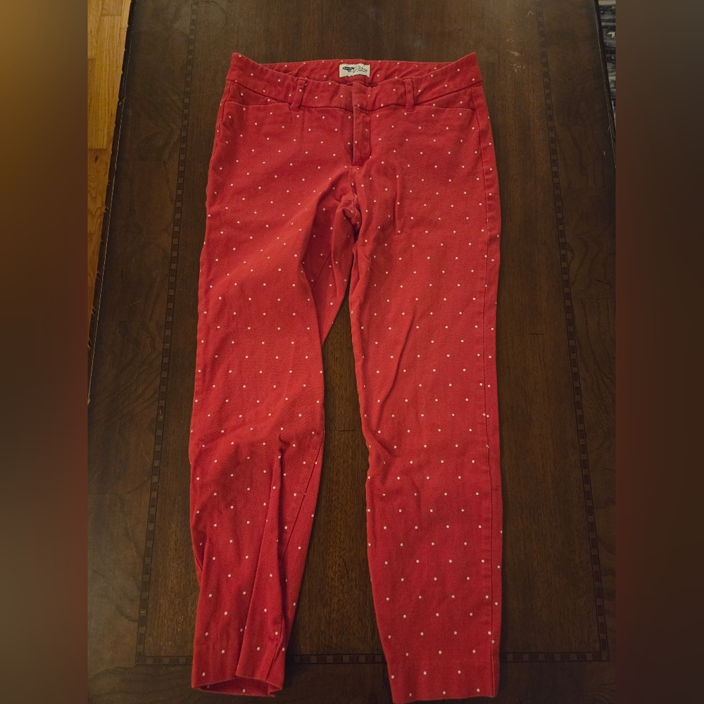 women sizes 6 red skinny jeans polka dots Old Navy Pixie jeans